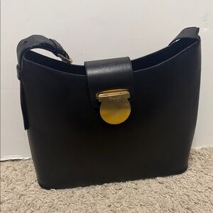 Salvatore Ferragamo Black Shoulder Bag with Gold Accent